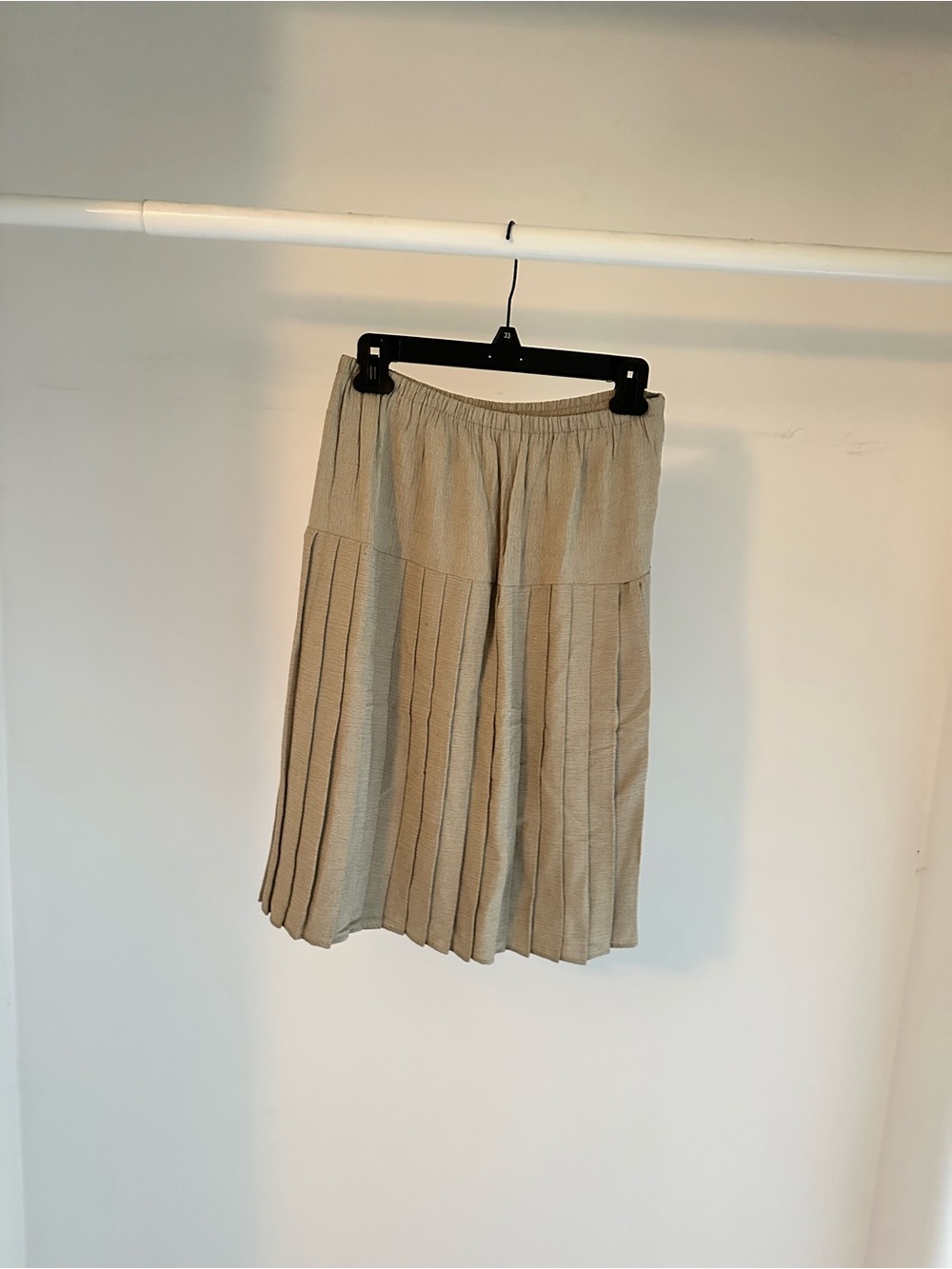 Pleated Midi Skirt in Beige